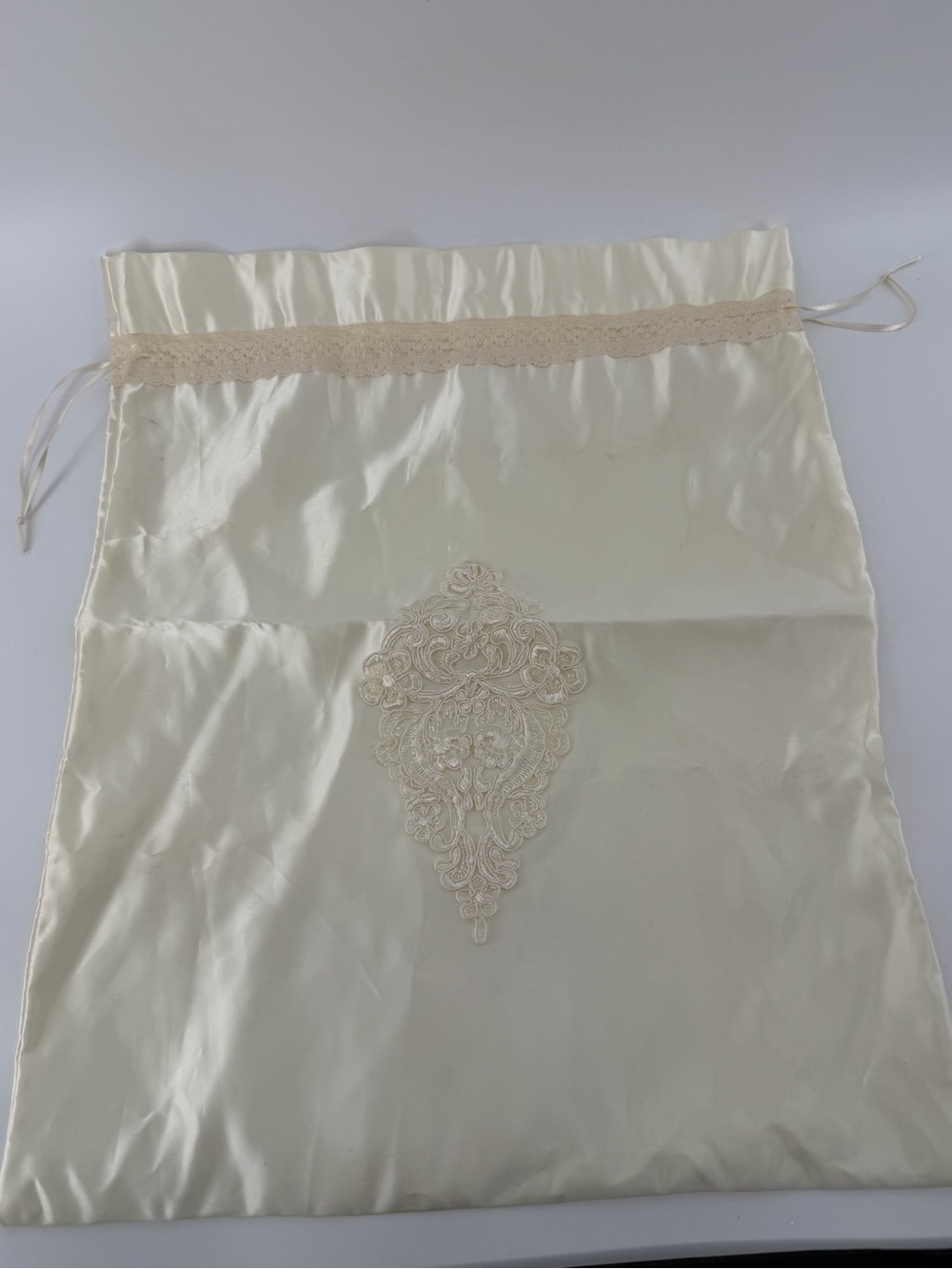 Vintage Satin Drawstring Lingerie Travel Pouch Bridal Keepsake Dust Bag Storage
